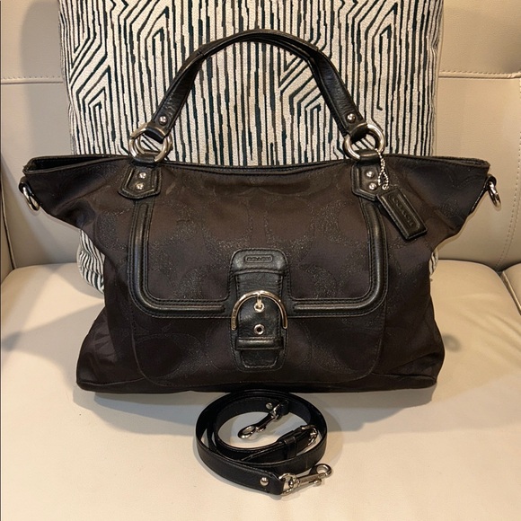 Coach Handbags - Coach Campbell Izzy Black Metallic Signature Buckle Tote